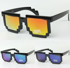 New Oversized Square Pixel Mosaic Sunglasses Party Fancy Dress