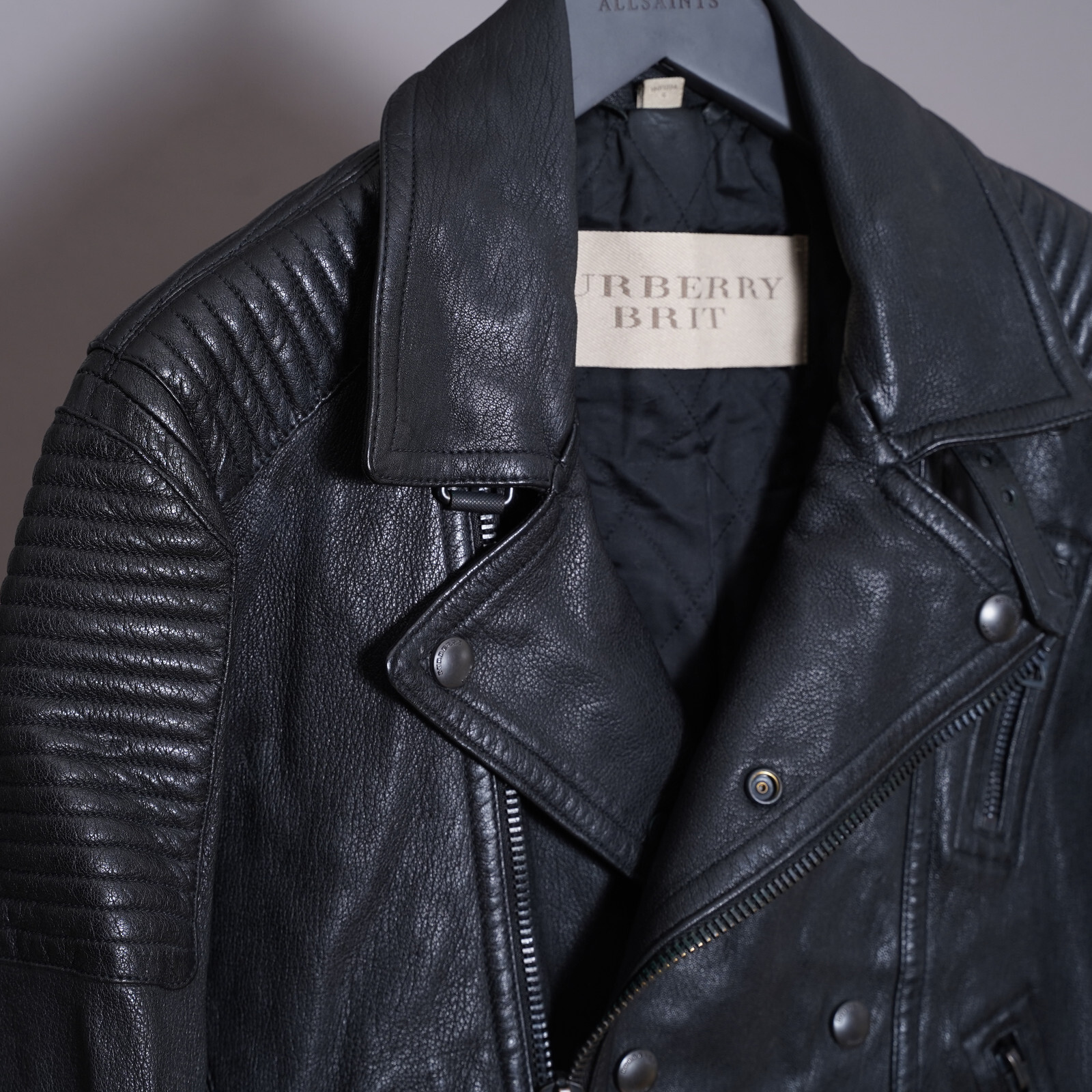 BURBERRY Leather Jacket LARGE Mens Black Brit Biker Runway Prorsum L Grail thumbnail 4