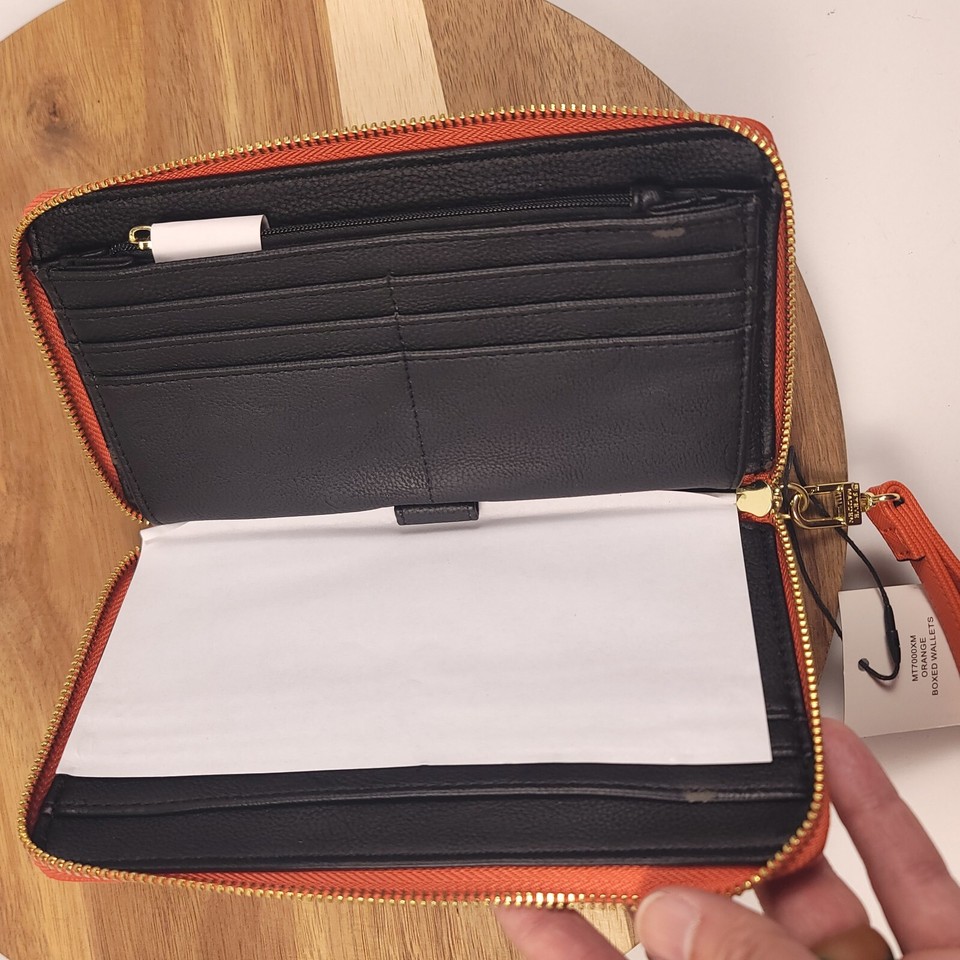 Steve Madden Wallet Clutch Wristlet Women Small Orange Gold Buckle eBay