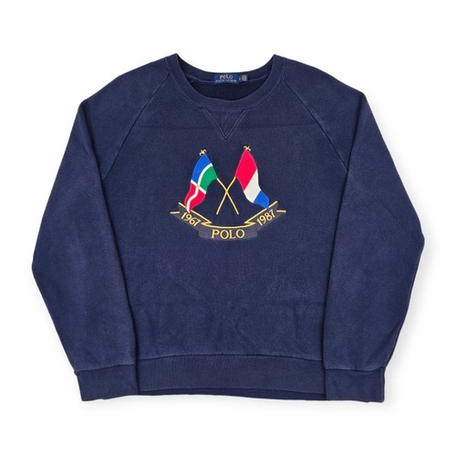 Polo Ralph Lauren Rare Cross Flags Sweatshirt Blue Men's Large