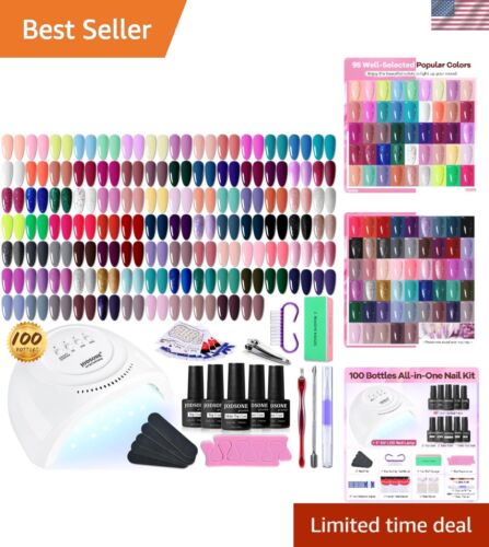 100 PCS Gel Nail Polish Starter Kit with U V Light 95 Colors Macarons Combine...