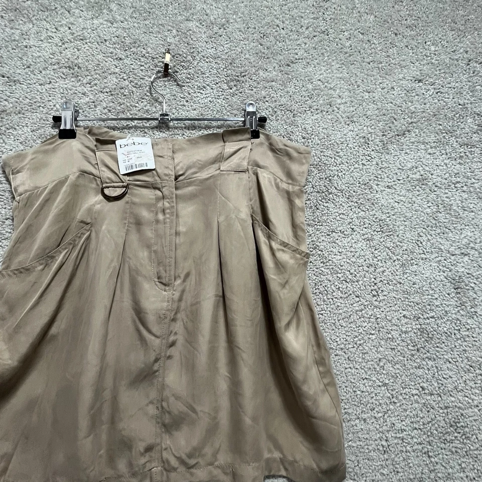 Saia Bebe Sarja Feminina Média Cáqui Bege Linha A Mini Gancho e Olho Algodão - Imagem 3 de 4