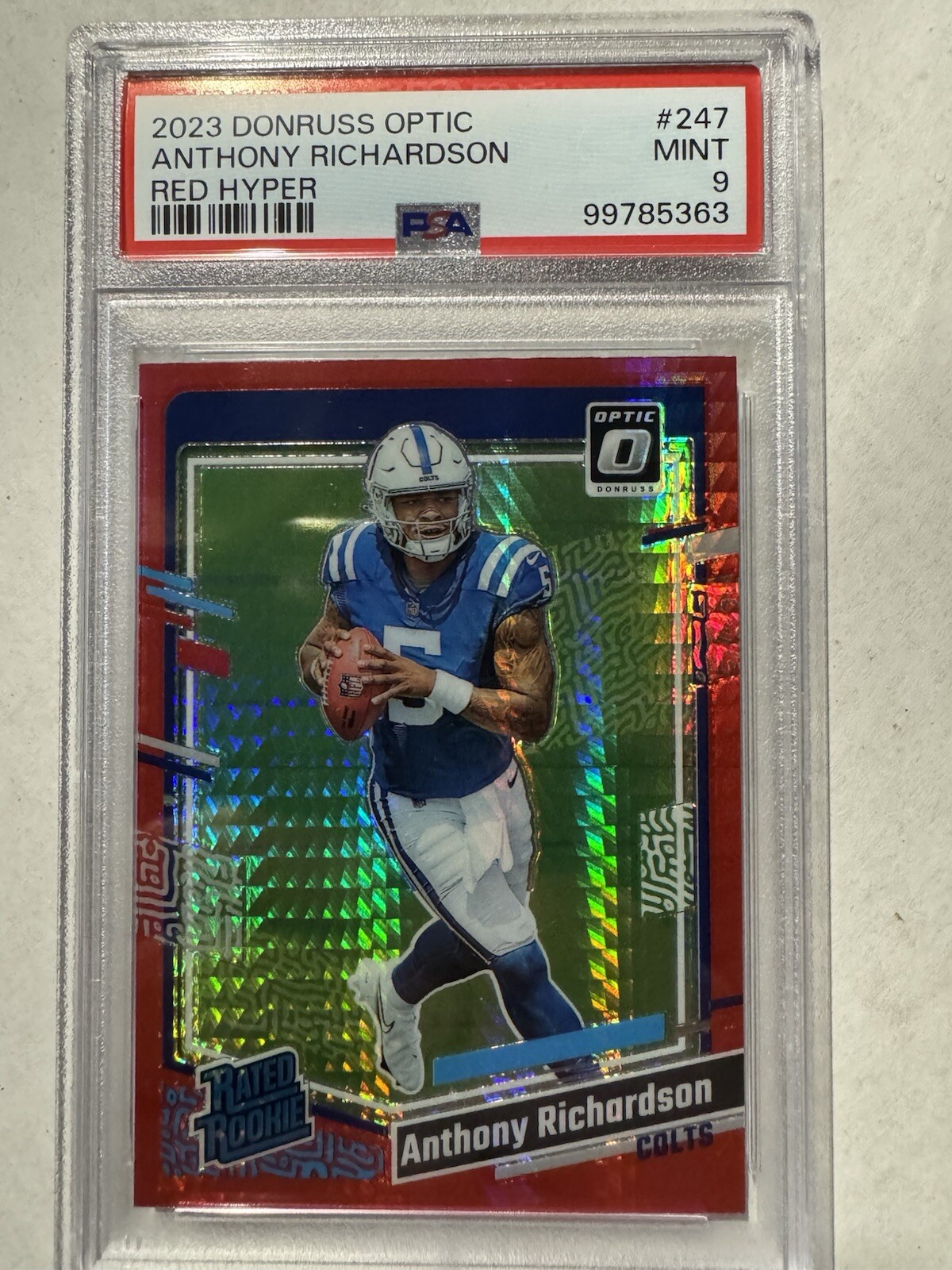 2023 Donruss Optic Anthony Richardson #247 Red Hyper PSA 9 Colts