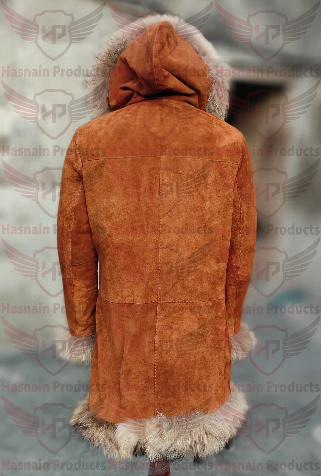 Genuine leather Suede penny lane long coat for women Fur outerwear gift for wife - product detail image 7