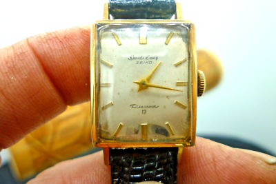 Womens 18mm SEIKO SPORTS LADY 17j 20mic Gold 6521 Vintage 1961