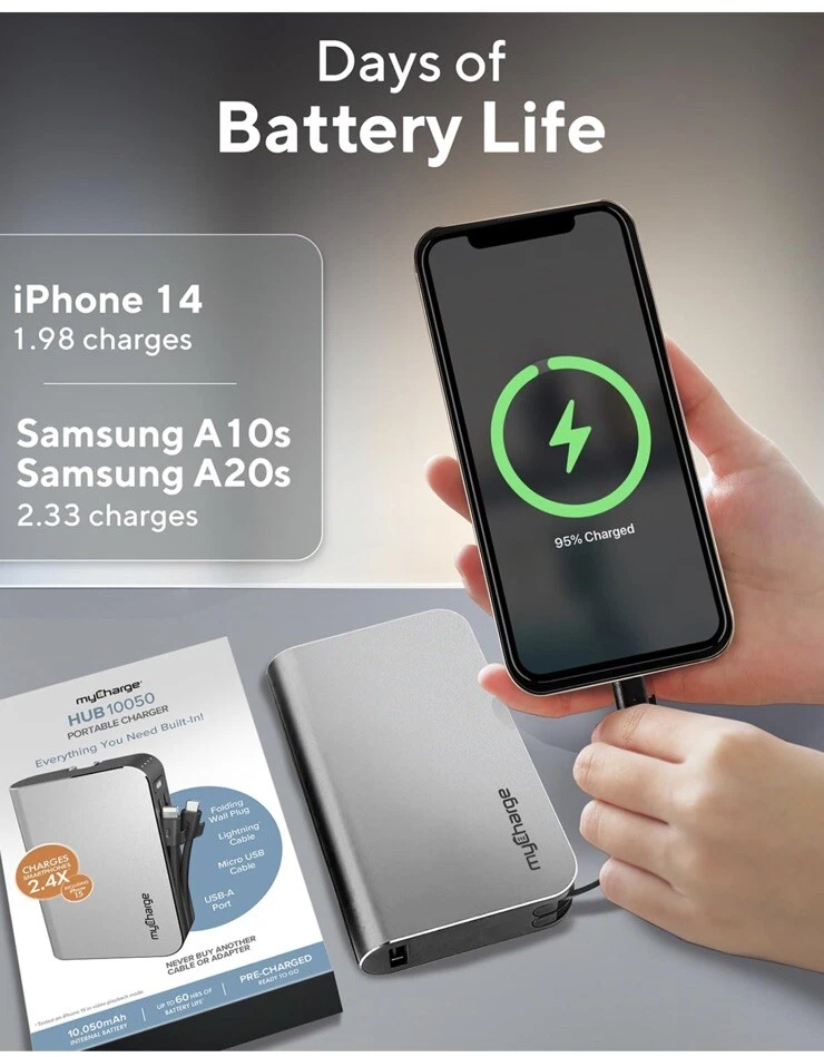 MyCharge Hub Turbo 10050mAh Portable Charger Black - Image 4 of 4