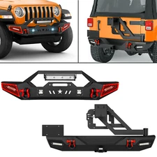 Front /Rear Bumper W/ 2 Pcs 4.75-ton D-rings For 2007-2018 Jeep Wrangler JK JKU