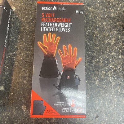 ActionHeat AH-FWGV-5V-M-XL 5V Plush-Softshell Heated Gloves for Men - Black - XL