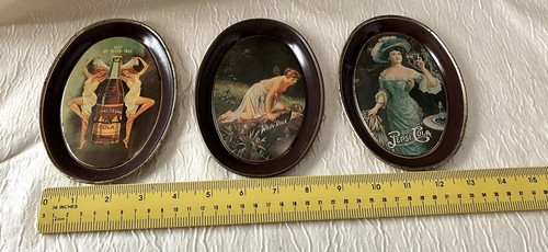 Retro Small Oval Tins Pepsi Royal Crown White Rock Advertisement Victorian Women - Picture 10 of 11
