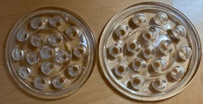 Flower Frog 5 Inch 16-hole Domed Flat Clear Glass Flower Frog Vintage Set 2