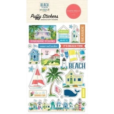 Crafts CB Puffy Stickers Beach Town Cottages Lighthouse Paradise Found Sailboat