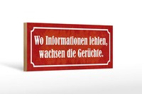 Holzschild Spruch 27X10 Cm Wo Informationen Fehlen GerüChte Schild Wooden Sign