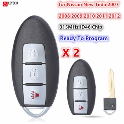 2 X for Nissan New Tiida 2007 2008 2009 2010 2011 2012 Remote Smart Key 315MHz