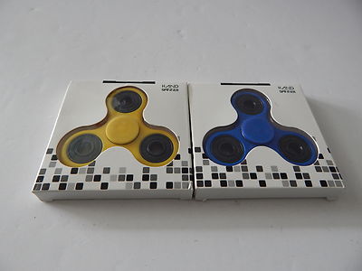 Stress Relief Hand Spinner and Spinning Fidget 2 PACK Yellow/Blue SHIP FROM USA