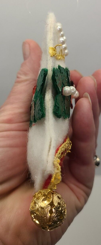 Vintage Felt Beaded Sequin Christmas Ornament Bell Handmade Large 4" - Picture 4 of 8
