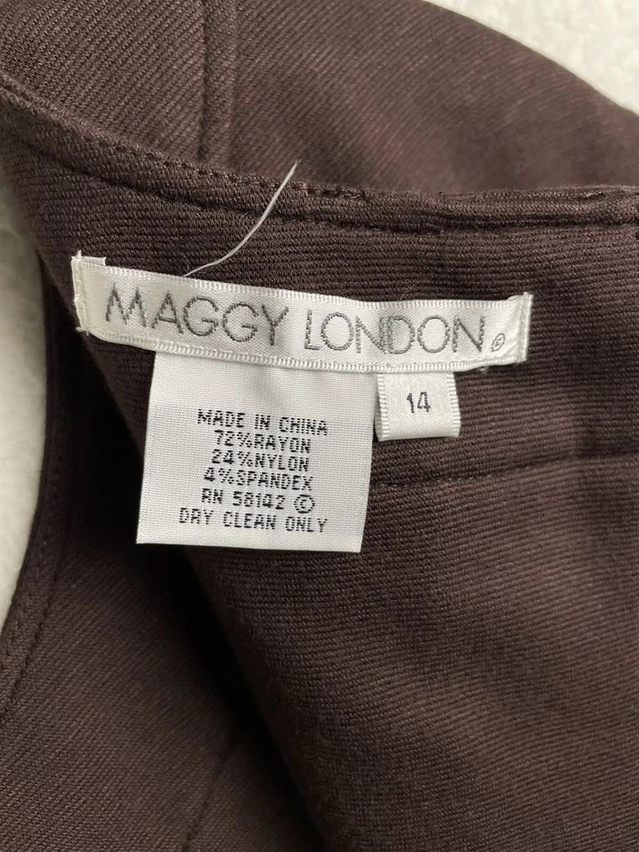 Vestido Maggy London para mujer talla 14 marrón tejido nuevo con etiquetas Foto 4 de 4