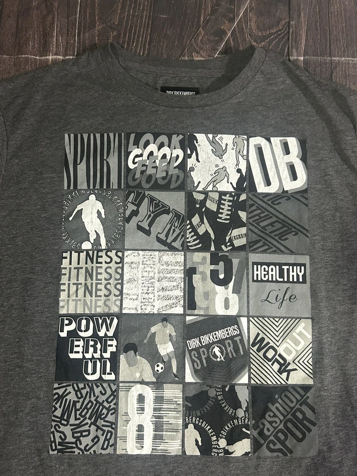 Camiseta masculina Dirk Bikkembergs gráfica grande futebol futebol esportes manga curta - Imagem 2 de 4