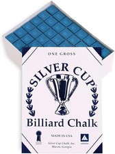 Silver Cup Billiard Chalk - 12 Dozen Bulk Blue 144 cubes 
