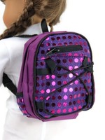 Purple Backpack With Sequins Made For 18 American Girl Doll Clothes Accessories Purple Backpack With Sequins Made For 18 American Girl Doll Clothes Accessories