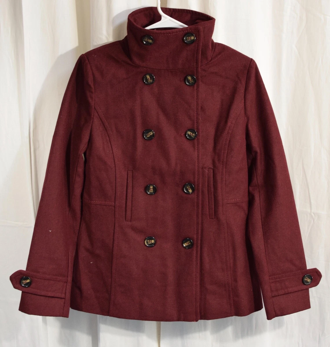 THREAD SUPPLY Double Breasted Peacoat Oxblood Size Small eBay