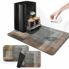 Coffee Mat for Countertops Brown Grey Painting Abstract Modern Dish Drying Ma...