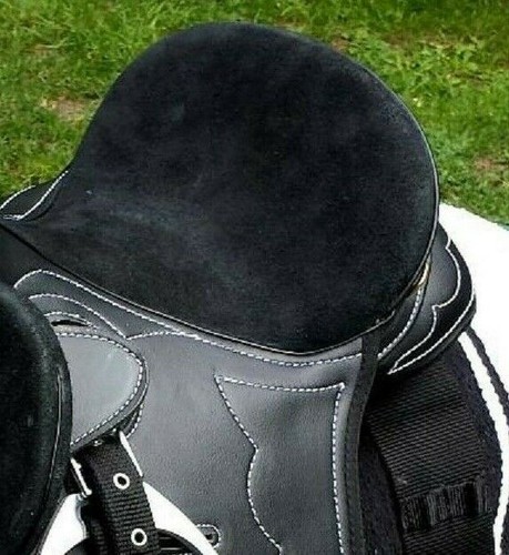 Wildledersitz Stock Synthetiksattel Kind Jugend/ Erwachsener ohne Hupe 17"... - Bild 3 von 5