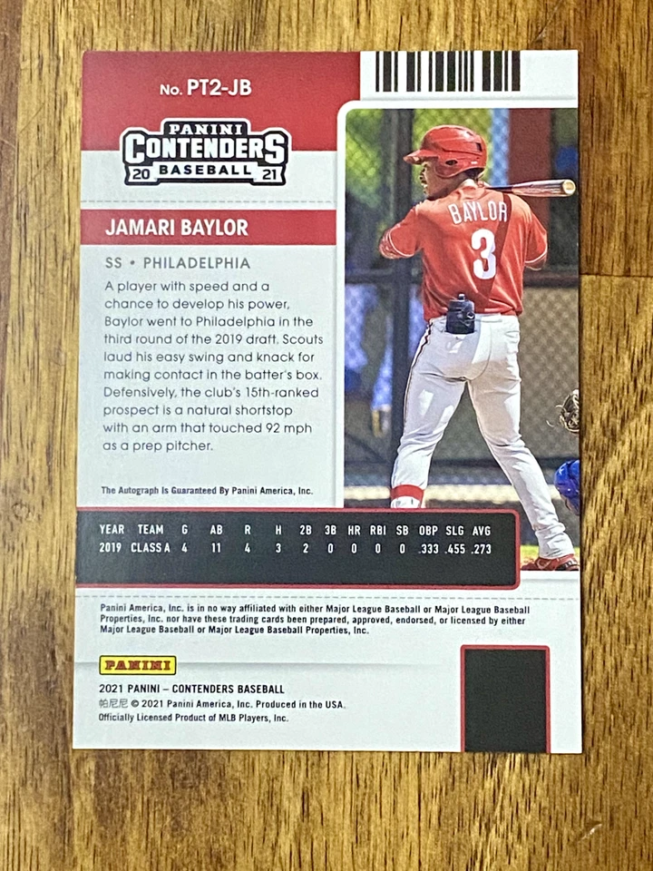2021 PANINI CONTENDERS DRAFT TICKET AUTO JAMARI BAYLOR 70/75 #PT2-JB - Image 2 of 2