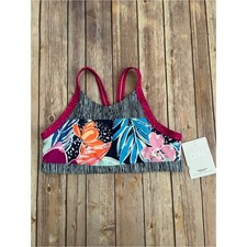 NWT Athleta Girl Floral  Stripe Bikini Top - Pink, Blue, Navy