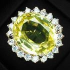 Luminous Lemon Yellow Tourmaline 17.30Ct 925 Sterling Silver Handmade Halo Rings