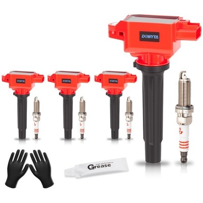 Set of 4 Upgraded Ignition Coil Pack and Iridium Spark Plugs fits for Mazda C...