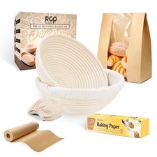 RCP Banneton Bread Proofing Basket Set of 2-9 Inch Round with 2 , Sourdough S...