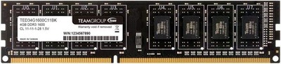 TEAMGROUP TED34G1600C1101 Memory D3 1600 4GB C11 Elite Schwarz