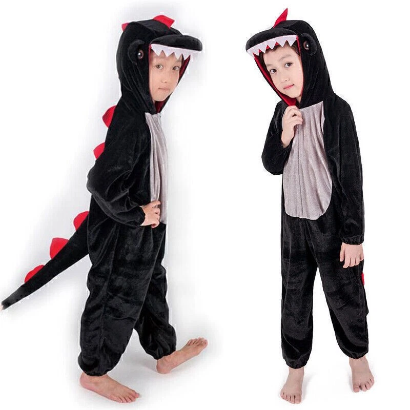 Kids Child Animal Dinosaur Kugurumi Costume Fancy Dress Boys Girls Green / Black - Image 2 of 4