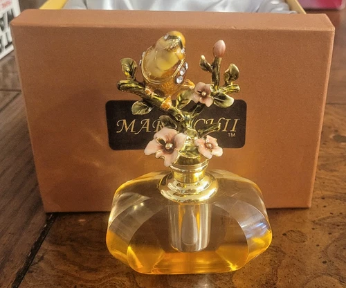 Marsachii Crystal Jeweled new in box perfume bottle bird on branch design