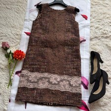 Dolce & Gabbana Dress Brown Tweed Knee Length Size 36 A-Line Sleeveless