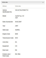2007 Audi Q7 Brake Light Switch Used Oem 7L69...
