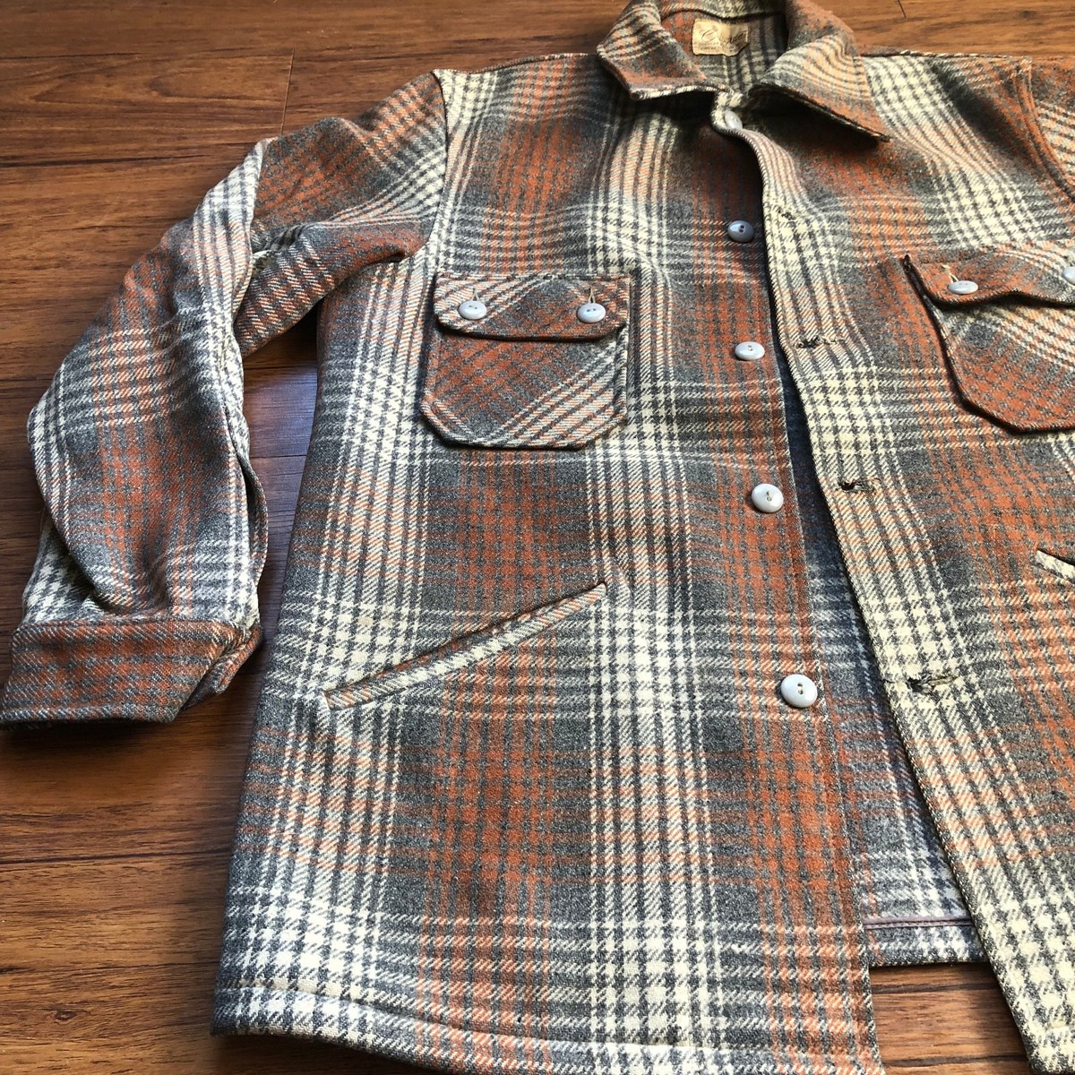 Vintage 60s Chippewa Woolen Mills Plaid Flannel Jacket Button Up