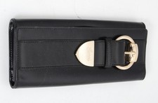 GUCCI Women Black Clutch 100% Leather Snap Closure Buckle Detail Mini Handbag