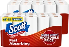 NEW Scott Paper Towels Bulk 60 Regular Rolls 30 Double Rolls 2 Packs of 15 White
