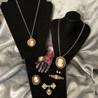 Cameo Costume Jewelry Lot Of 7 Vintage Some Signed