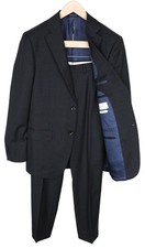 SUITSUPPLY Napoli Men Suit UK38L Dark Grey 2-Piece Melange Pure Wool Lined