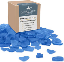 Sea Glass for Crafts   11Oz Dark Blue Sea Glass Decor, Tumbled Seaglass, Beachgl