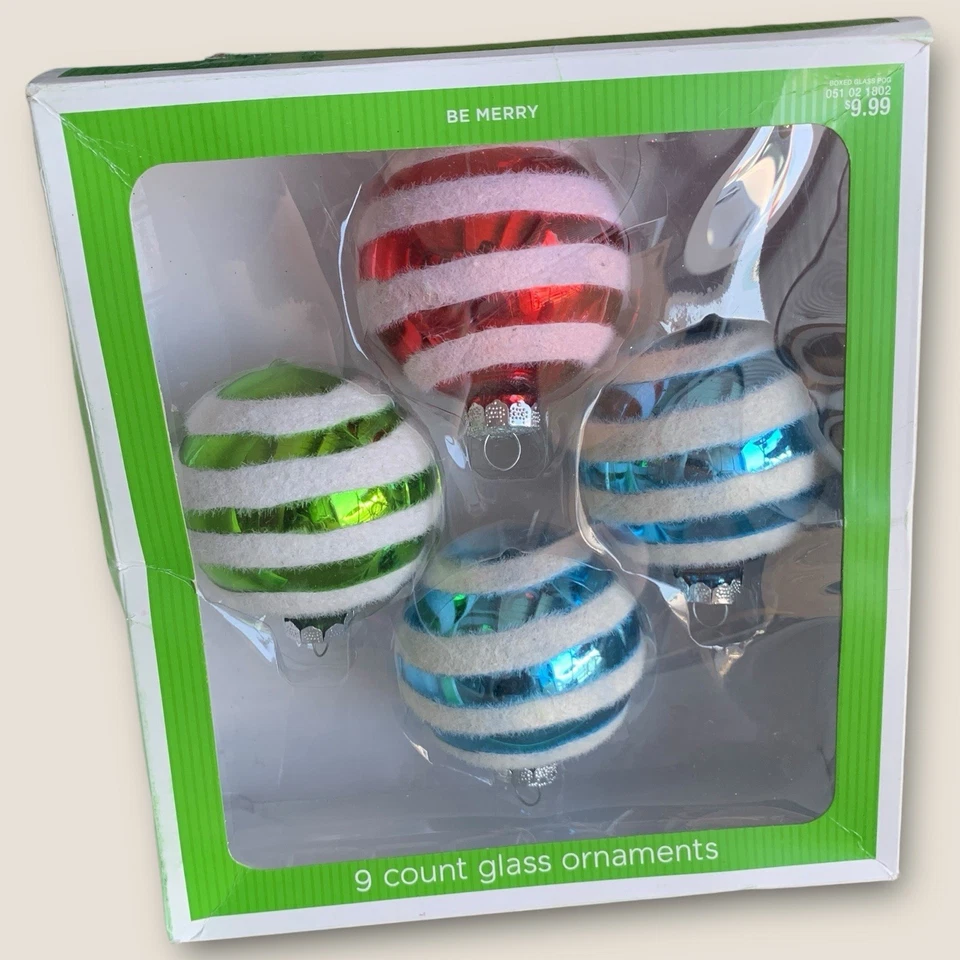 Lote de 8 bolas adornos retro peludos difusos conjunto de vidrio soplado vintage de Navidad Foto 4 de 4