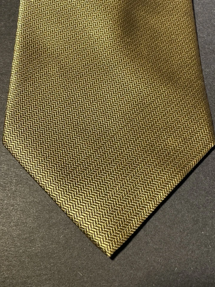 Винтажный Idea Seta Италии мужской золотой шелковый галстук подержанный  - Изображение 3 из 4