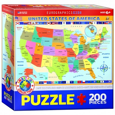 Puzzle - Karte der Vereinigten Staaten - 200 Teile