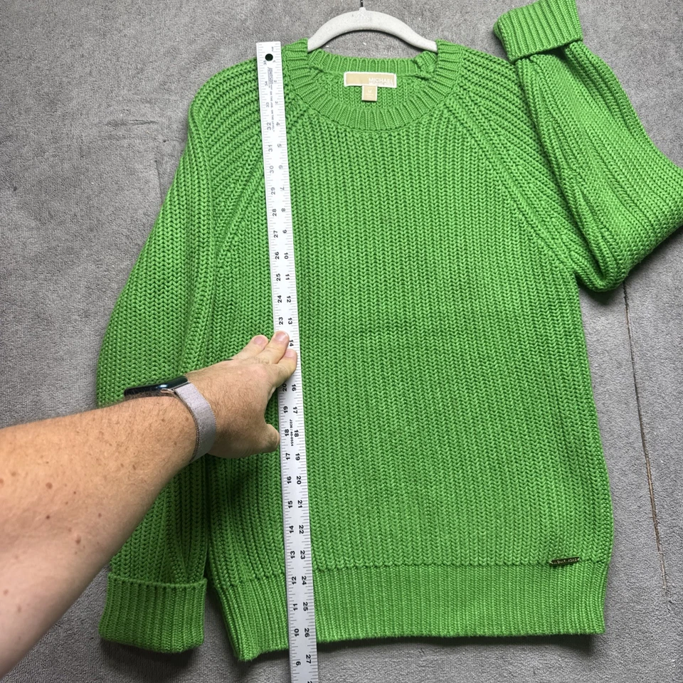 Suéter Michael Kors Para Hombre Tejido Verde Cuello Redondo Mediano Informal Preppy Foto 4 de 4