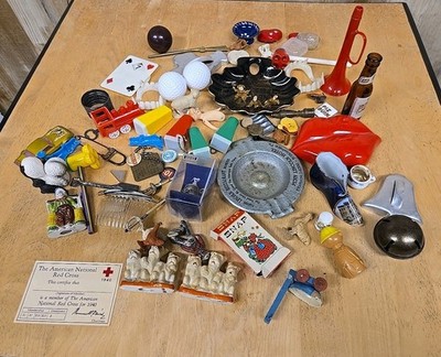 HUGE Junk Drawer Lot Vintage Toys And More Estate Find Figurines Wide Variety 