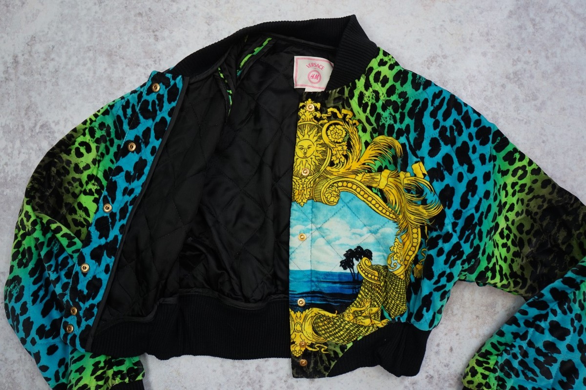 VERSACE H&M WOMENS JACKET PRINT VELVET BOMBER 100% AUTHENTIC SIZE