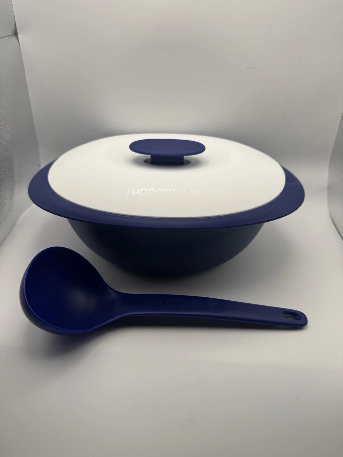 Tupperware Essentials 7.5 Cup Insulated Soup Server Bowl w/ Ladle in Tokyo Blue