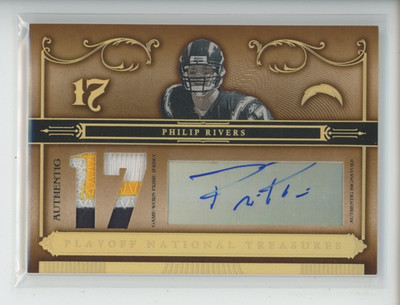 PHILLIP RIVERS AUTO PATCH 2006 PLAYOFF NATIONAL TREASURES JERSEY # 17/17 1/1